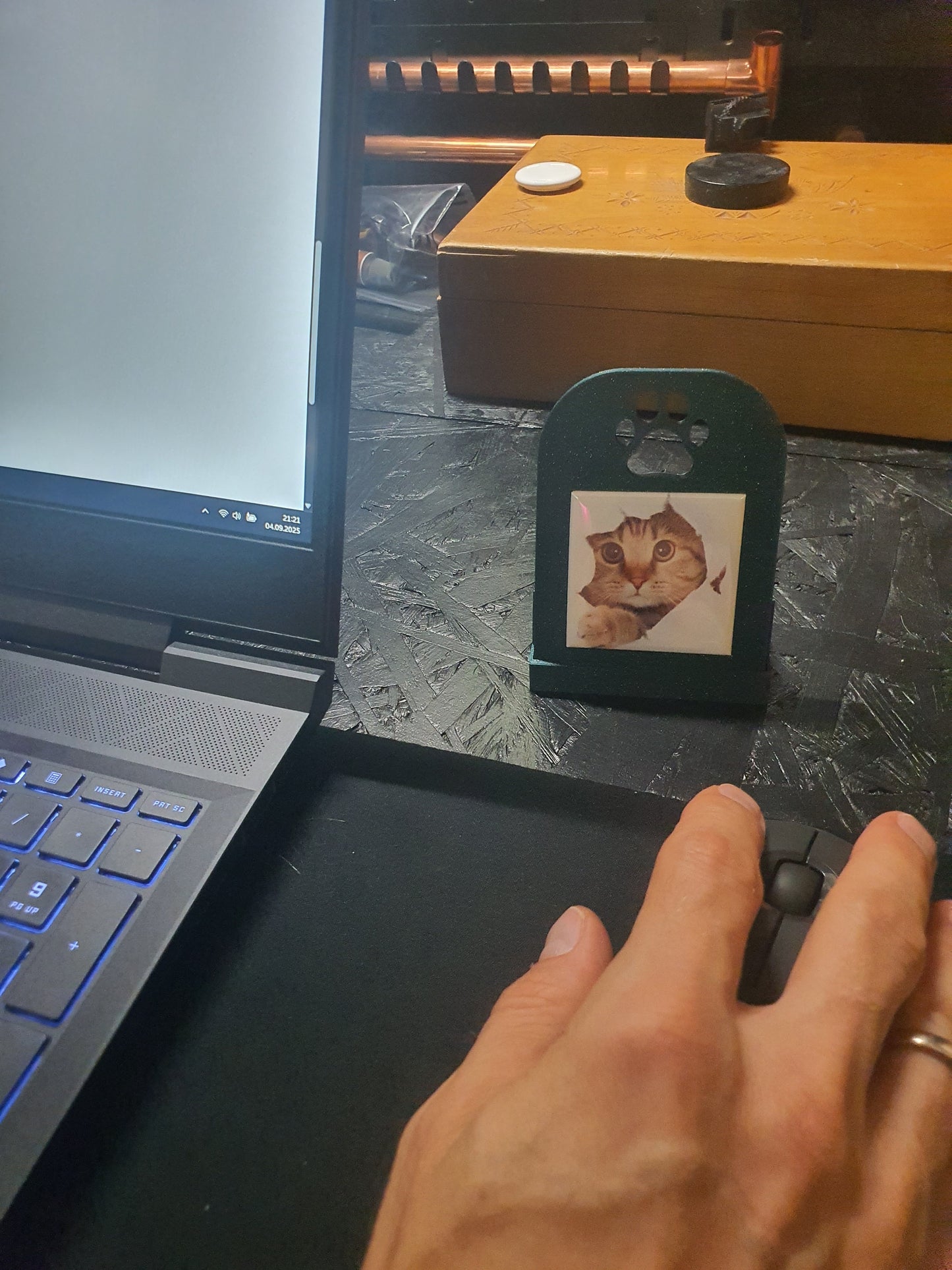 Ramka magnetyczna na 1 magnes ze wzorem łapki – stojąca i na lodówkę (PLA, handmade)