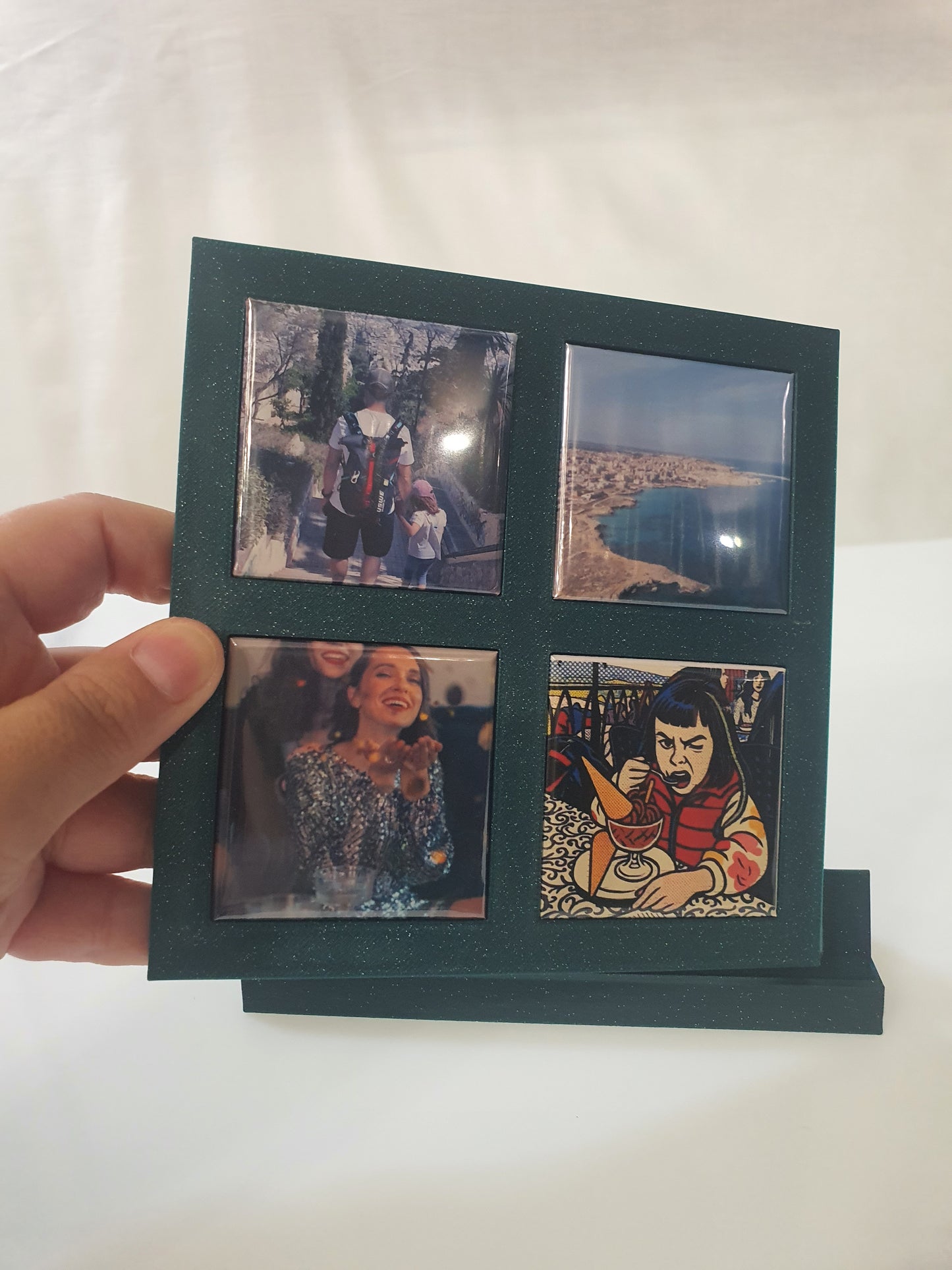 Ramka magnetyczna na 4 magnesy – stojąca i na lodówkę (13x13 cm, PLA)