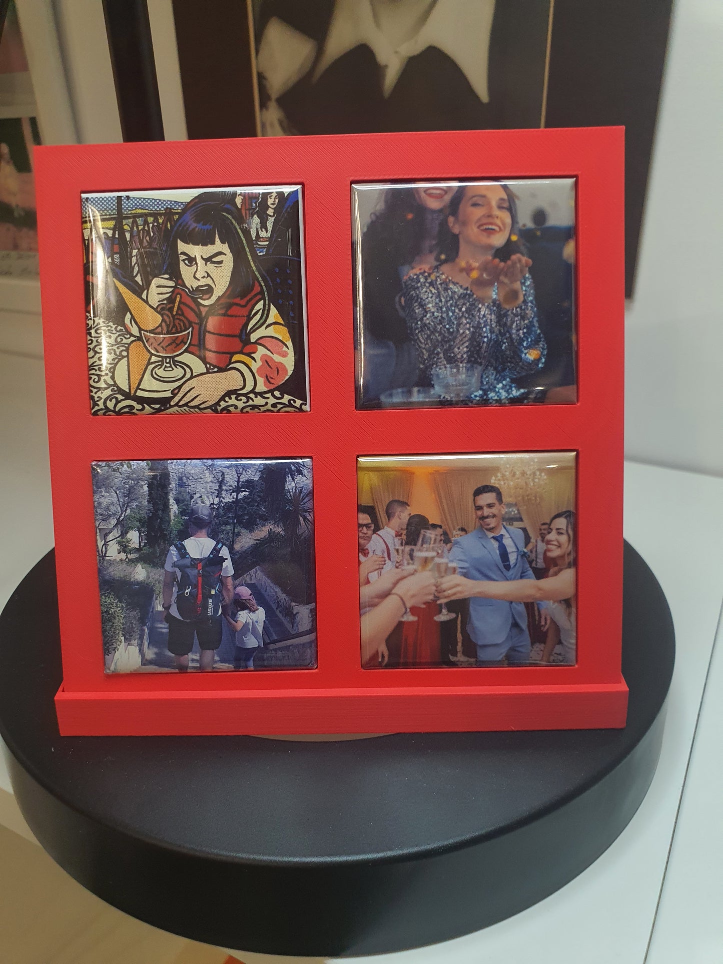 Ramka magnetyczna na 4 magnesy – stojąca i na lodówkę (13x13 cm, PLA)